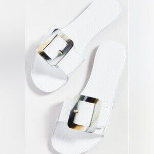 Definery The Loop Open leather sandals Sz38 In White ( Salina) New In The Box